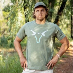 Men's T-Shirt | Abstract Bull Face | Olive Colour