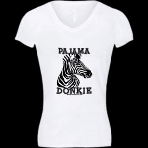 Ladies V-Neck T-Shirt | Pajama Donkie | White