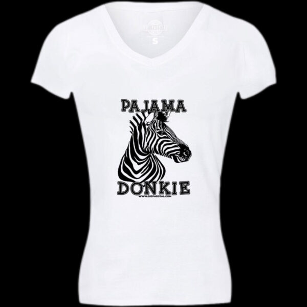 Ladies V-Neck T-Shirt | Pajama Donkie | White