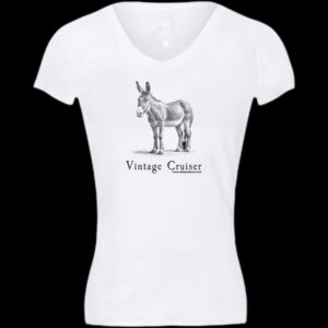 Ladies V-Neck T-Shirt | Vintage Cruiser | White