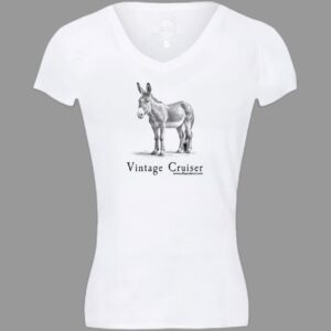 Ladies V-Neck T-Shirt | Vintage Cruiser | White