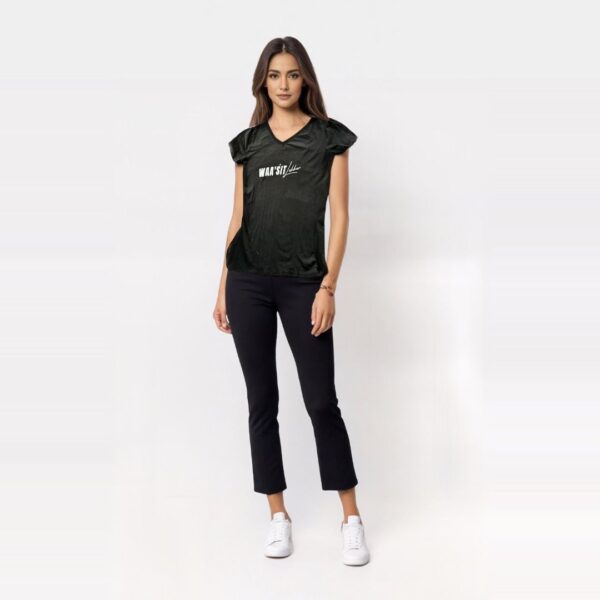 Ladies V-neck T-shirt | Waa'sit Lekker | Black