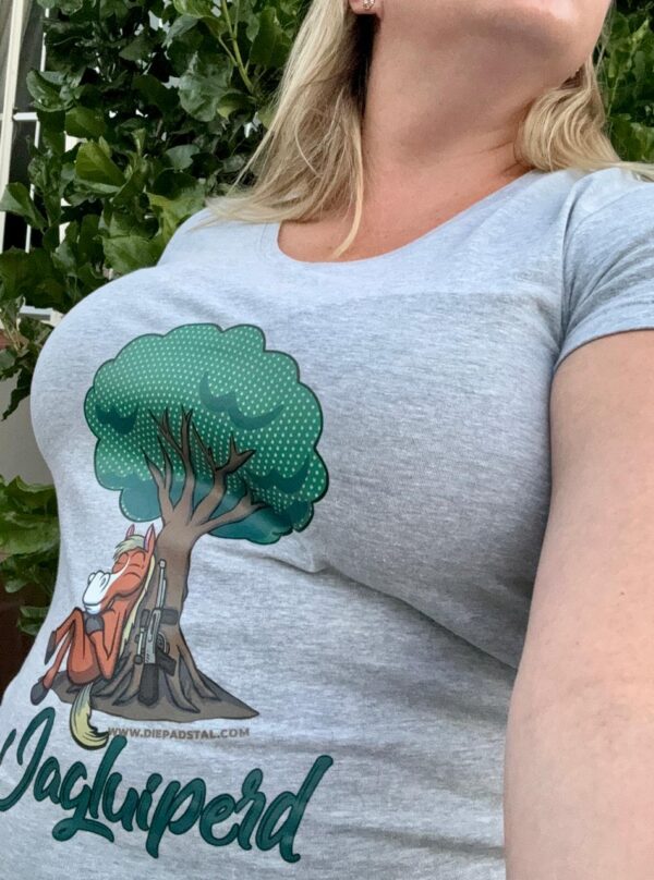 Ladies V-Neck T-Shirt | JagLuiperd | Grey - Image 2