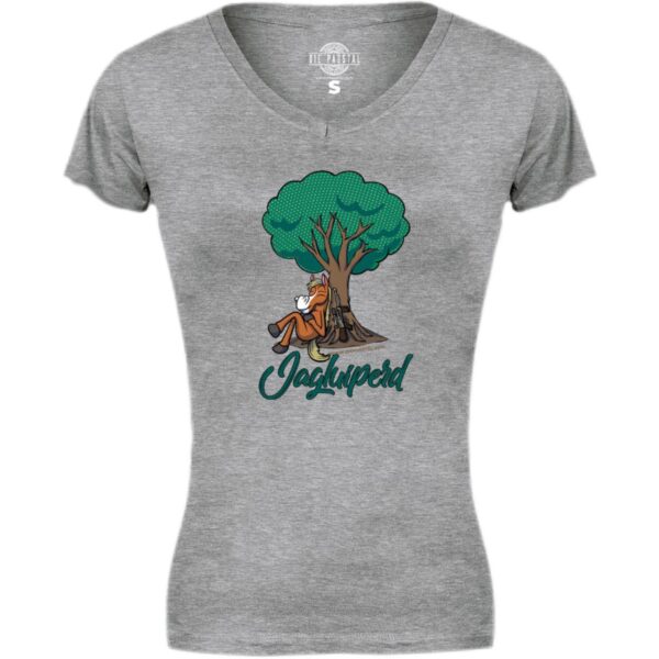 Ladies V-Neck T-Shirt | JagLuiperd | Grey