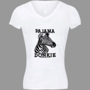 Ladies V-Neck T-Shirt | Pajama Donkie | White