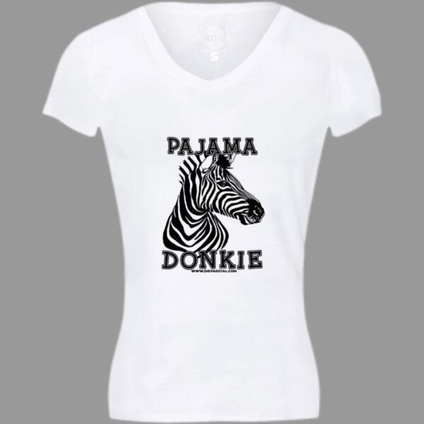 Ladies V-Neck T-Shirt | Pajama Donkie | White